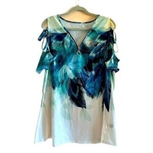 SHEIN Women’s Short Sleeve Cold Shoulder Knit Top - NWOT - Size XL - Mint!